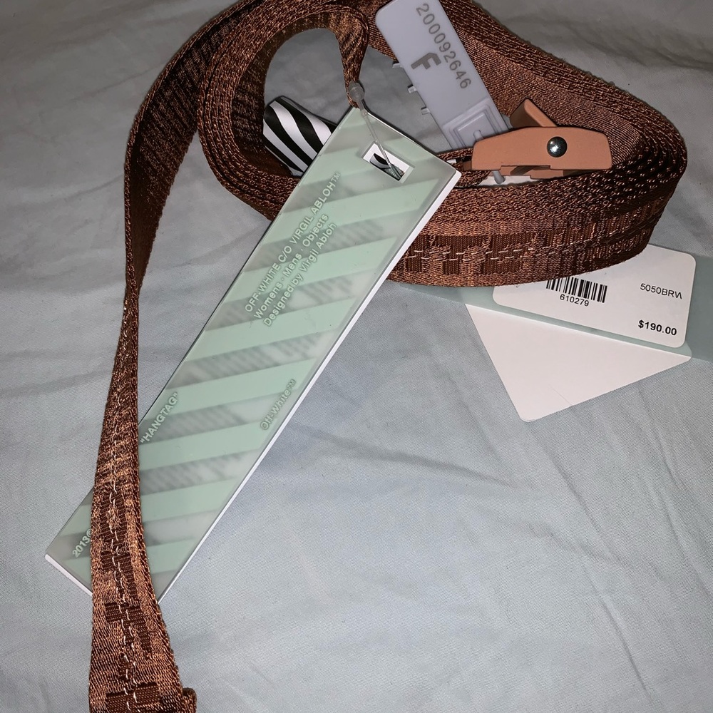 Off-White Brown Brand Embroidery Belt